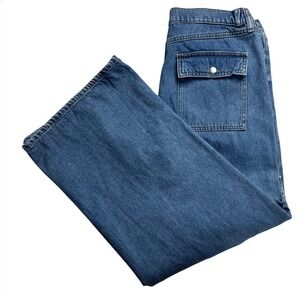 Forever 21 Cargo Jeans Wide Leg Blue Denim women waist 31